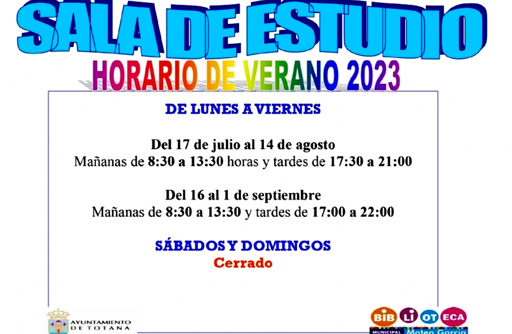 La Sala de Estudio permanece abierta durante todo el mes de agosto
